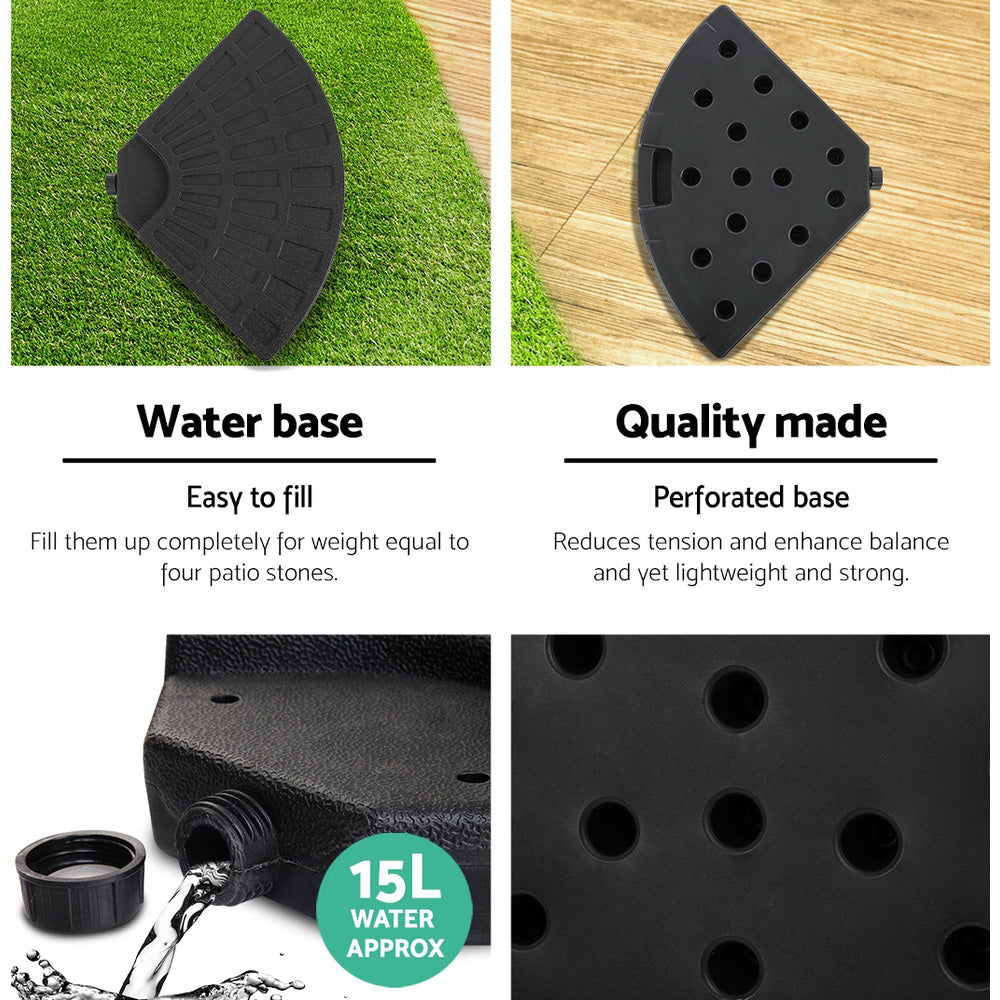 3m Outdoor Umbrella | w/Base | Cantilever | Beach Garden Patio | Grey