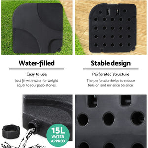 3m Umbrella | w/Base | Outdoor Cantilever Beach Garden Patio Parasol | Beige