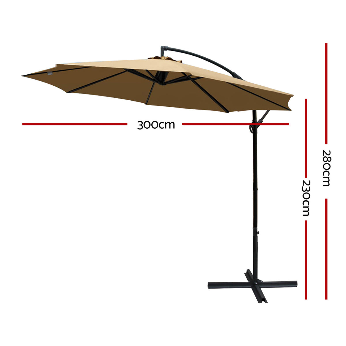 3m Outdoor Umbrella | Cantilever | Beach Garden Patio | Beige