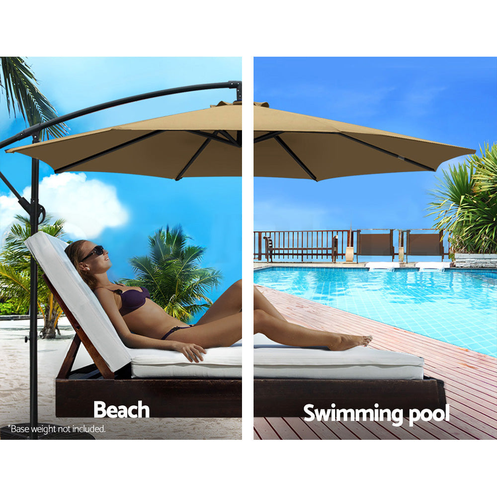 3m Outdoor Umbrella | Cantilever | Beach Garden Patio | Beige