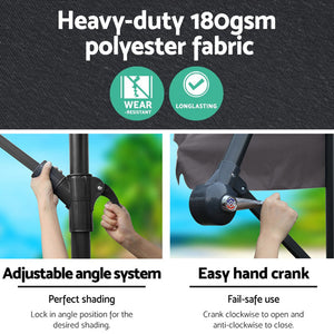 Instahut | 3m Outdoor Umbrella | Cantilever | Beach Garden Patio | Charcoal