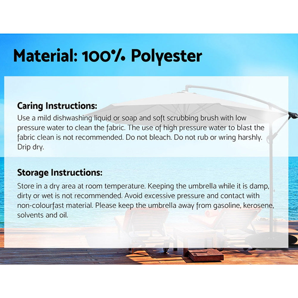 Instahut | 3m Outdoor Umbrella | Cantilever | Beach Garden Patio | Charcoal