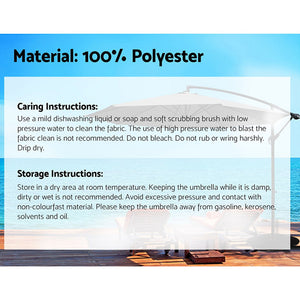 Instahut | 3m Outdoor Umbrella | Cantilever | Beach Garden Patio | Charcoal