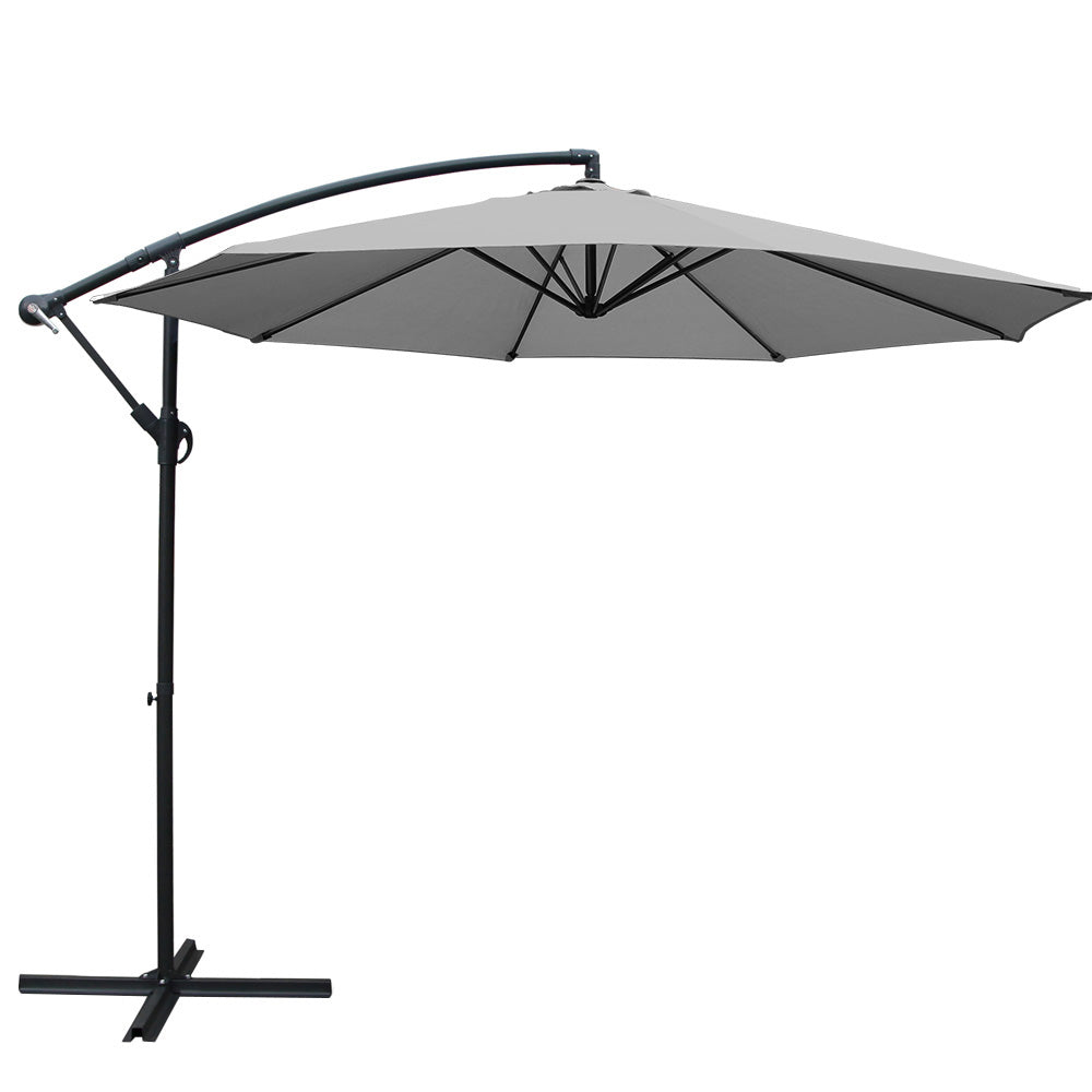 3m Outdoor Umbrella | Cantilever | Beach Garden Patio | Grey