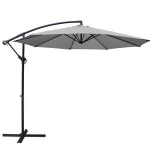 3m Outdoor Umbrella | Cantilever | Beach Garden Patio | Grey