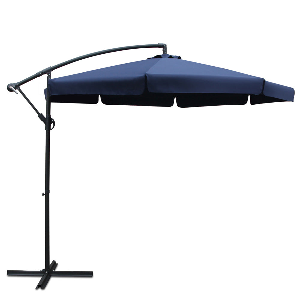 3m Outdoor Umbrella | Cantilever | Garden Beach Patio | Navy