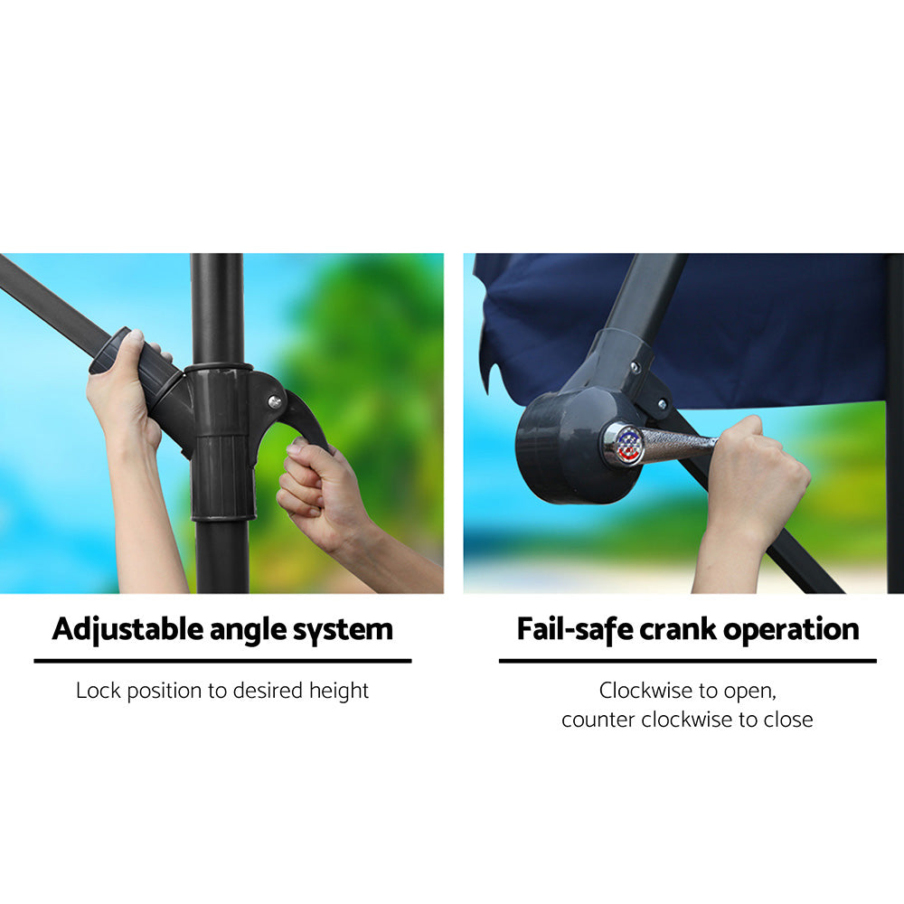 3m Outdoor Umbrella | Cantilever | Garden Beach Patio | Navy