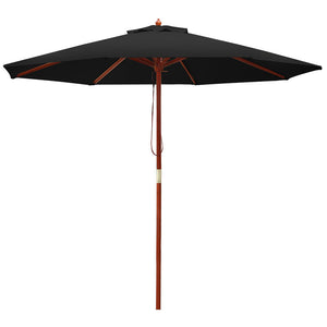 2.7m Outdoor Umbrella | Pole | Umbrellas | Beach Garden Sun Stand | Patio | Black