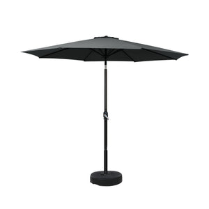 Outdoor Umbrella | 2.7m | Base | Beach Pole | Garden Tilt | Sun Patio | UV | Black