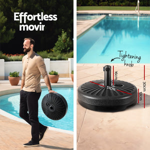 Instahut 2.7m Outdoor Umbrella w/Base Pole Stand Garden Sun Charcoal