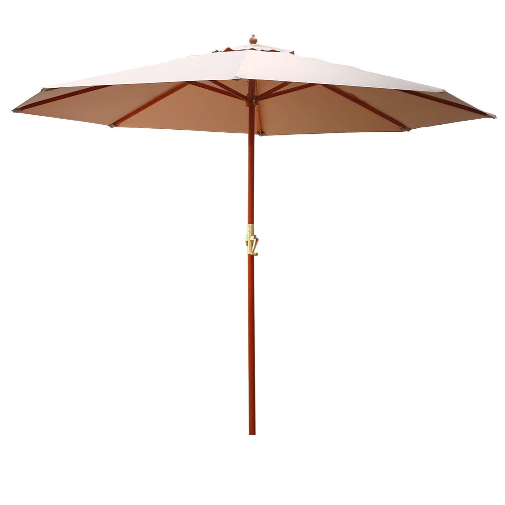 3m Outdoor Umbrella | Pole | Umbrellas | Beach Garden Sun Stand | Patio | Beige