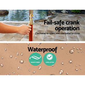 3m Outdoor Umbrella | Pole | Umbrellas | Beach Garden Sun Stand | Patio | Beige