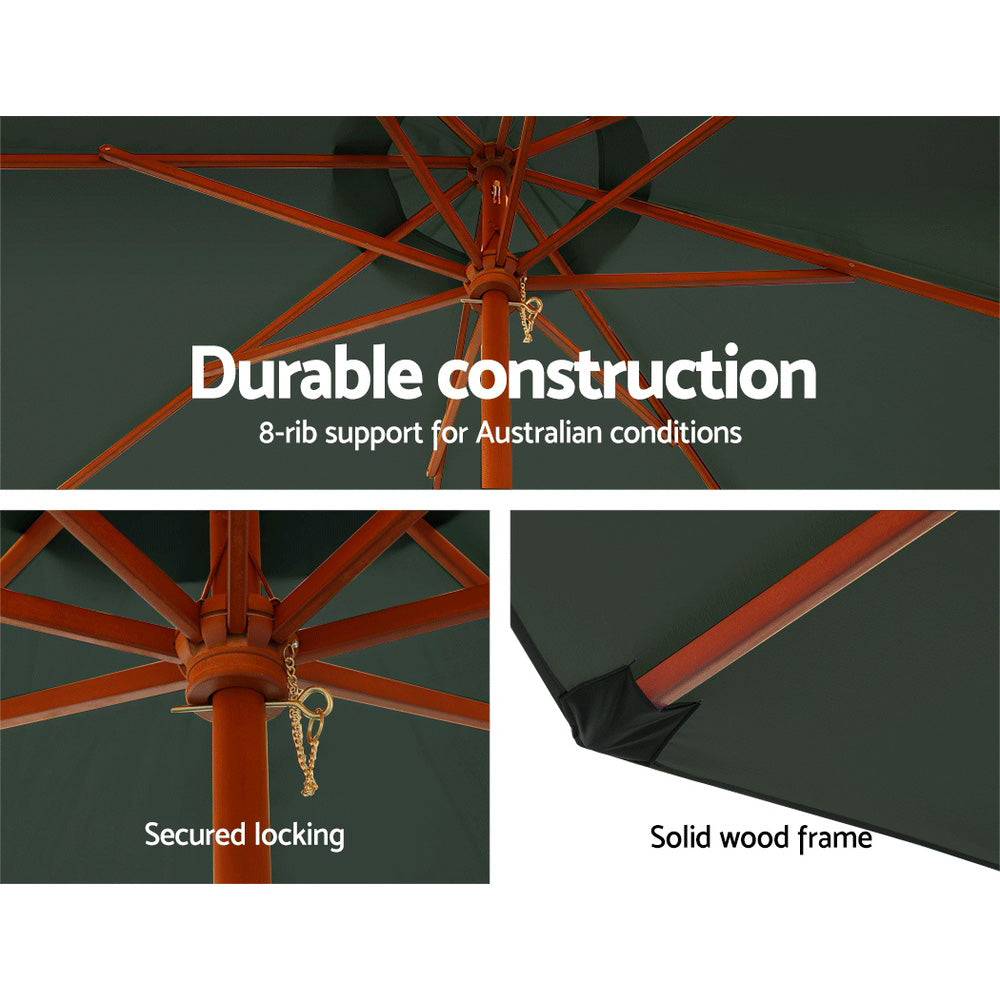 3m Outdoor Umbrella | Pole | Umbrellas | Beach Garden Sun Stand | Patio | Charcoal