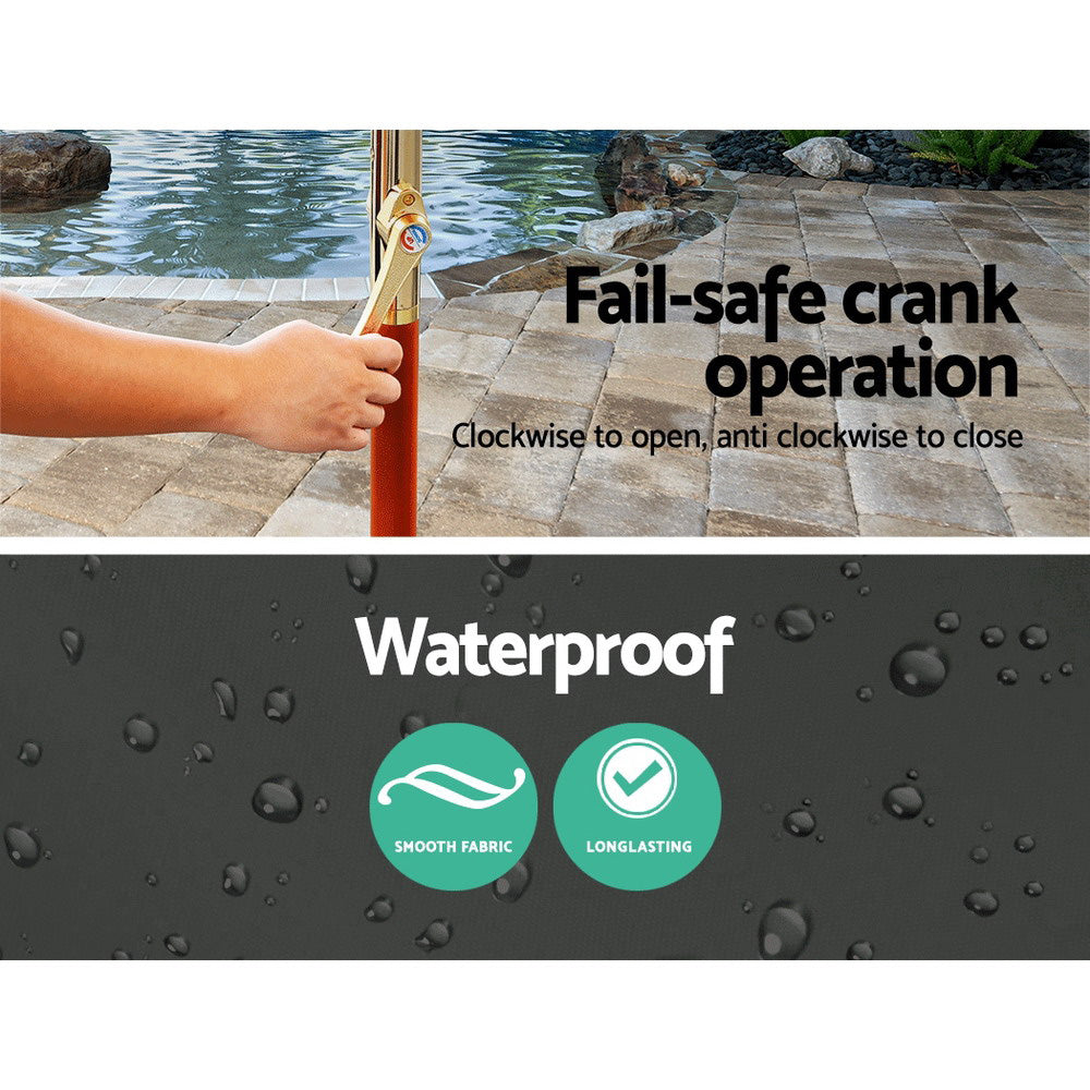 3m Outdoor Umbrella | Pole | Umbrellas | Beach Garden Sun Stand | Patio | Charcoal