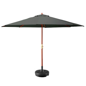 3m Outdoor Umbrella | w/Base | Pole Umbrellas | Garden Sun Stand | Deck | Charcoal