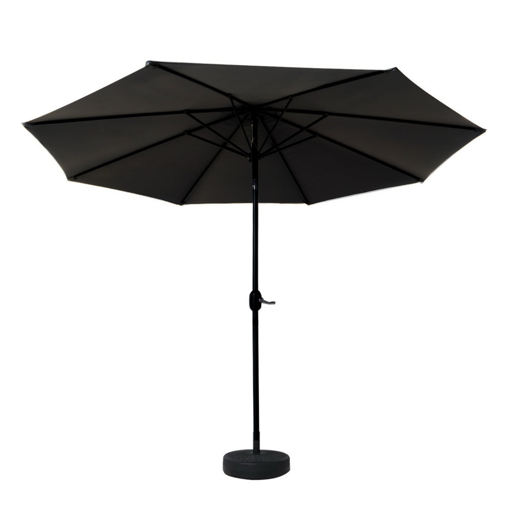 Outdoor Umbrella | 3m | Base | Beach Pole | Garden Tilt | Sun Patio | UV | Black