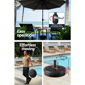 Outdoor Umbrella | 3m | Base | Beach Pole | Garden Tilt | Sun Patio | UV | Black