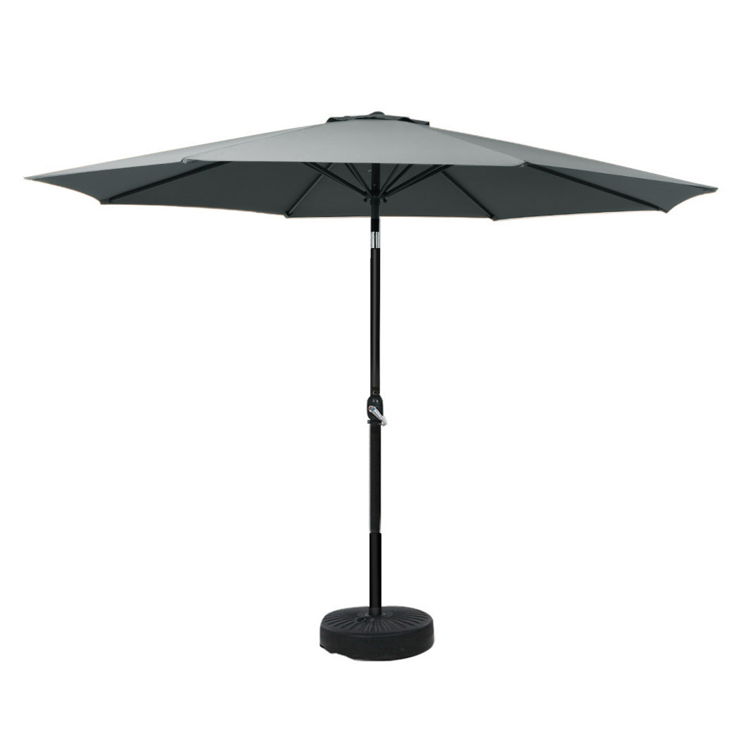 Outdoor Umbrella | 3m Base | Beach Pole | Garden Tilt | Sun Patio | UV | Charcoal