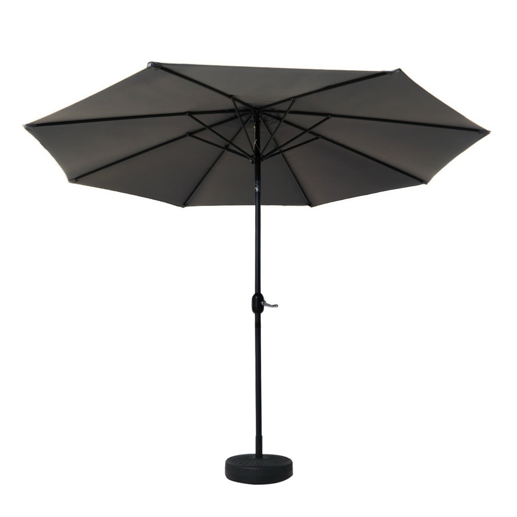 Outdoor Umbrella | 3m Base | Beach Pole | Garden Tilt | Sun Patio | UV | Charcoal
