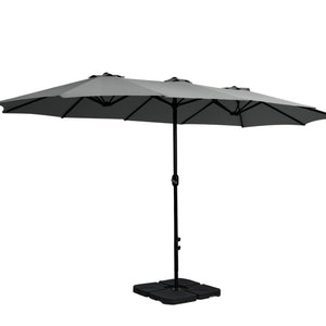 4.57m Outdoor Umbrella | w/Base Stand | Beach Pole Garden Tilt | Charcoal