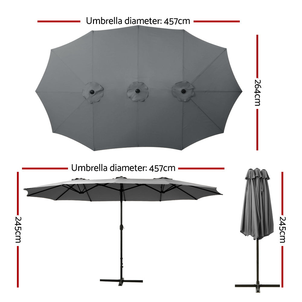 Instahut | 4.57m Outdoor Umbrella | Beach Pole | Garden Tilt | Charcoal