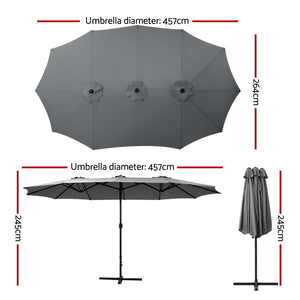 Instahut | 4.57m Outdoor Umbrella | Beach Pole | Garden Tilt | Charcoal