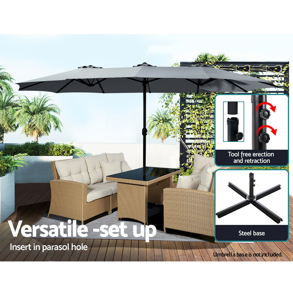 Instahut | 4.57m Outdoor Umbrella | Beach Pole | Garden Tilt | Charcoal