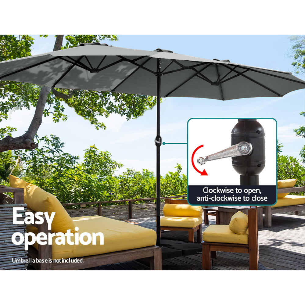 Instahut | 4.57m Outdoor Umbrella | Beach Pole | Garden Tilt | Charcoal