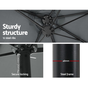 Instahut | 4.57m Outdoor Umbrella | Beach Pole | Garden Tilt | Charcoal