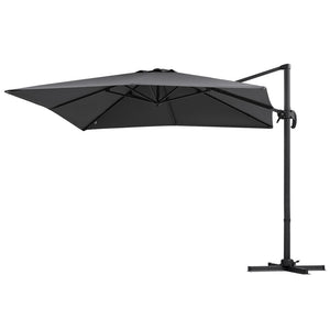 Instahut Outdoor Umbrella 3m | Cantilever Roma Umbrella with Stand | 360° Rotation | Charcoal