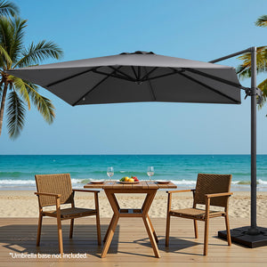 Instahut Outdoor Umbrella 3m | Cantilever Roma Umbrella with Stand | 360° Rotation | Charcoal