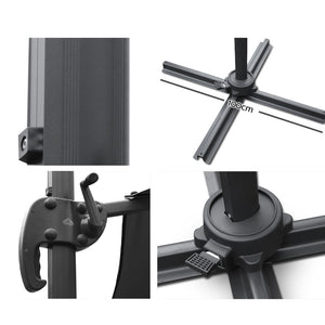3m Outdoor Umbrella | Cantilever | 360 Degree Tilt | Beach | Roma | Black