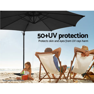 3m Outdoor Umbrella | Cantilever | 360 Degree Tilt | Beach | Roma | Black