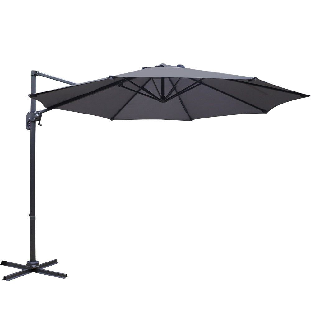 Instahut | 3m Outdoor Umbrella | Cantilever | 360 Degree Tilt | Beach Roma | Charcoal