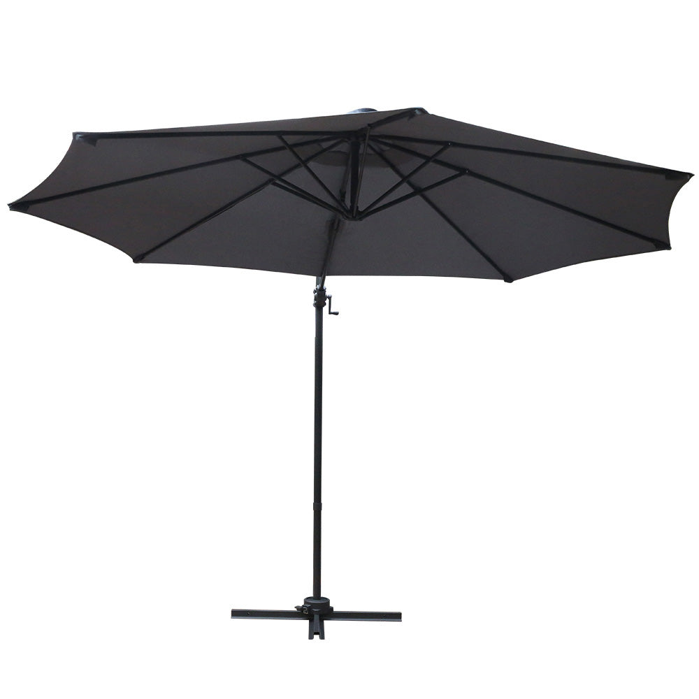 Instahut | 3m Outdoor Umbrella | Cantilever | 360 Degree Tilt | Beach Roma | Charcoal