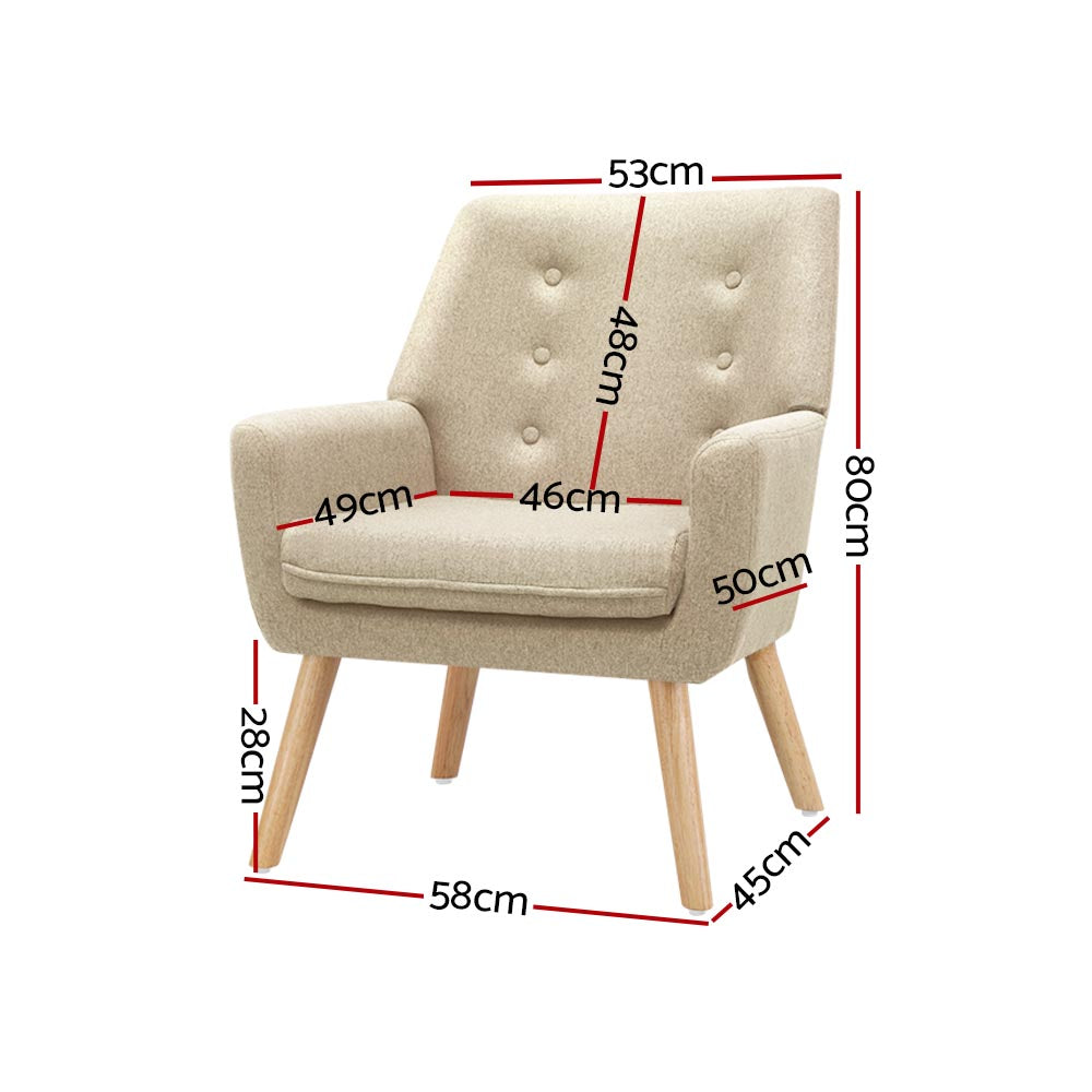 Beige Fabric Dining Armchair