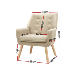 Beige Fabric Dining Armchair