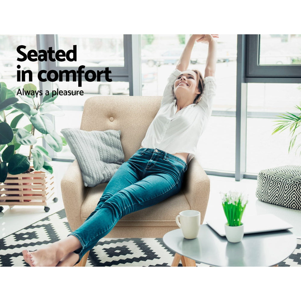 Beige Fabric Dining Armchair