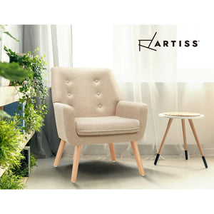 Beige Fabric Dining Armchair