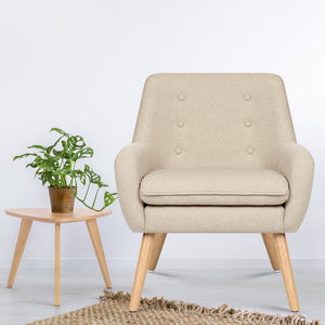 Beige Fabric Dining Armchair
