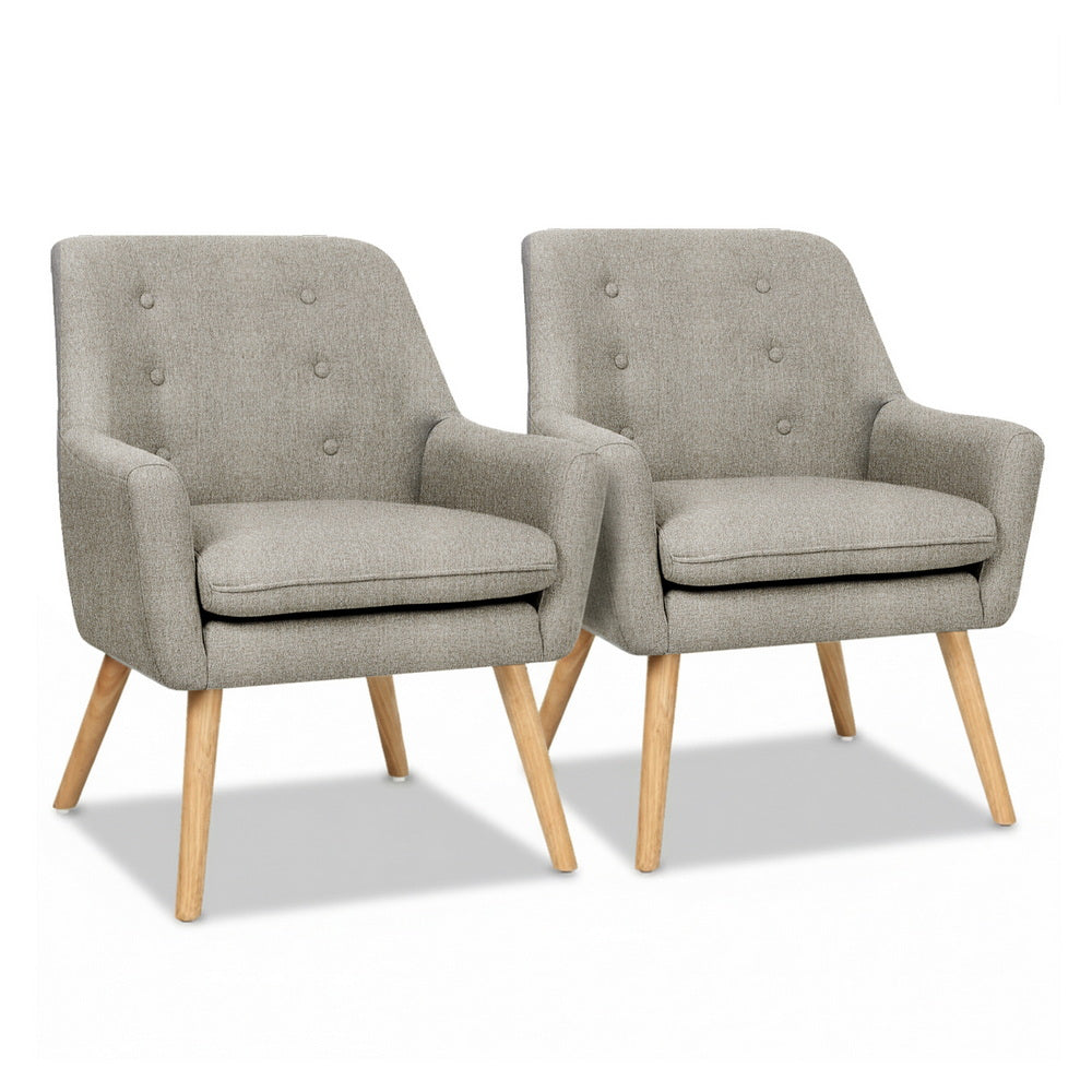 Accent Tub Armchairs Set 2pc | Lounge Chairs | Beige | ANNE