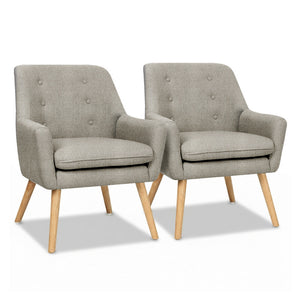 Accent Tub Armchairs Set 2pc | Lounge Chairs | Beige | ANNE