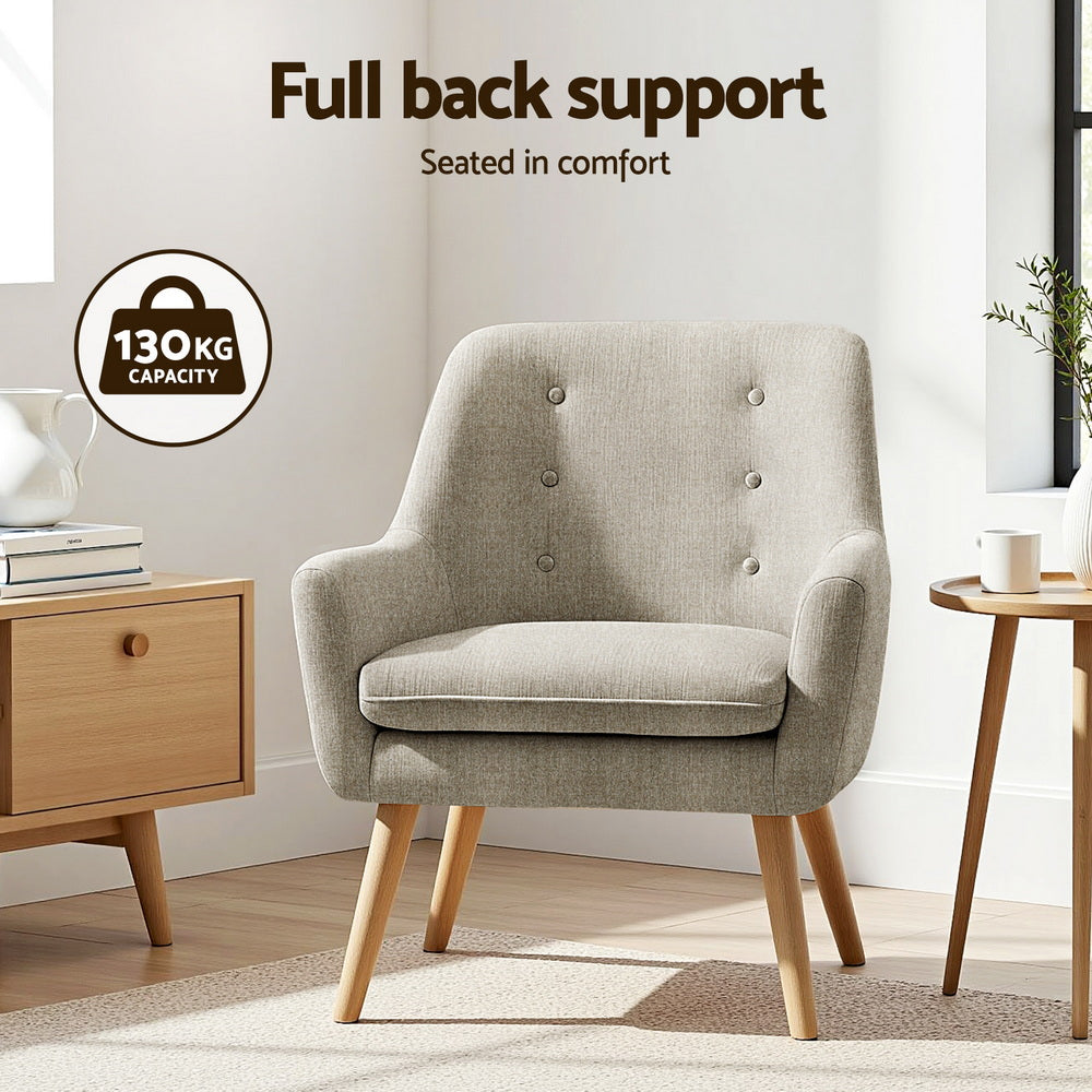 Accent Tub Armchairs Set 2pc | Lounge Chairs | Beige | ANNE