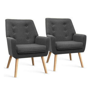 Accent Tub Armchairs Set 2pc | Lounge Chairs | Charcoal | ANNE