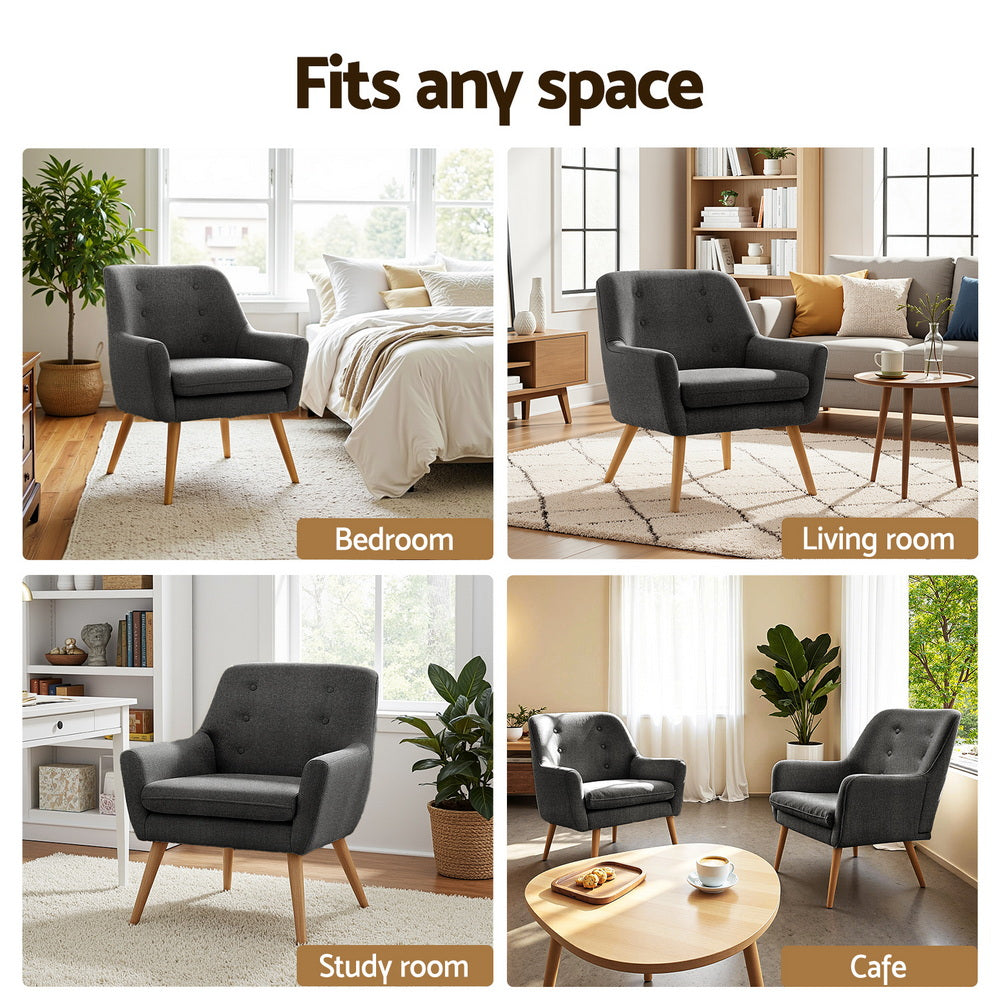 Accent Tub Armchairs Set 2pc | Lounge Chairs | Charcoal | ANNE