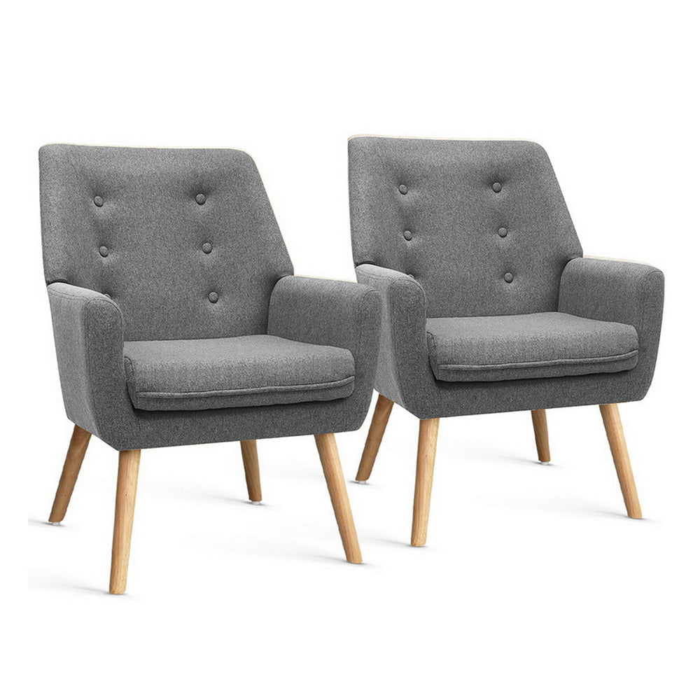 Accent Tub Armchairs Set 2pc | Lounge Chairs | Grey | ANNE