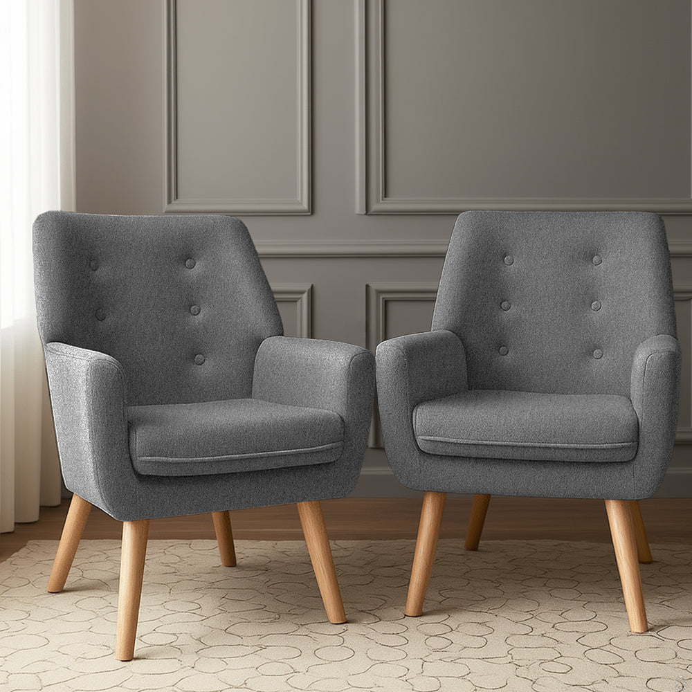 Accent Tub Armchairs Set 2pc | Lounge Chairs | Grey | ANNE
