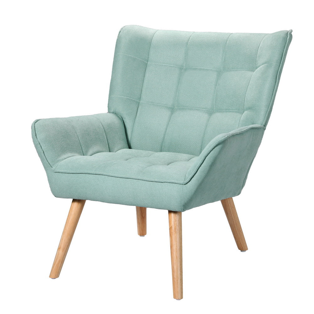 Armchair | Lounge Chair | Accent Chairs | Sofa | Linen Fabric | Cushion Seat | Blue
