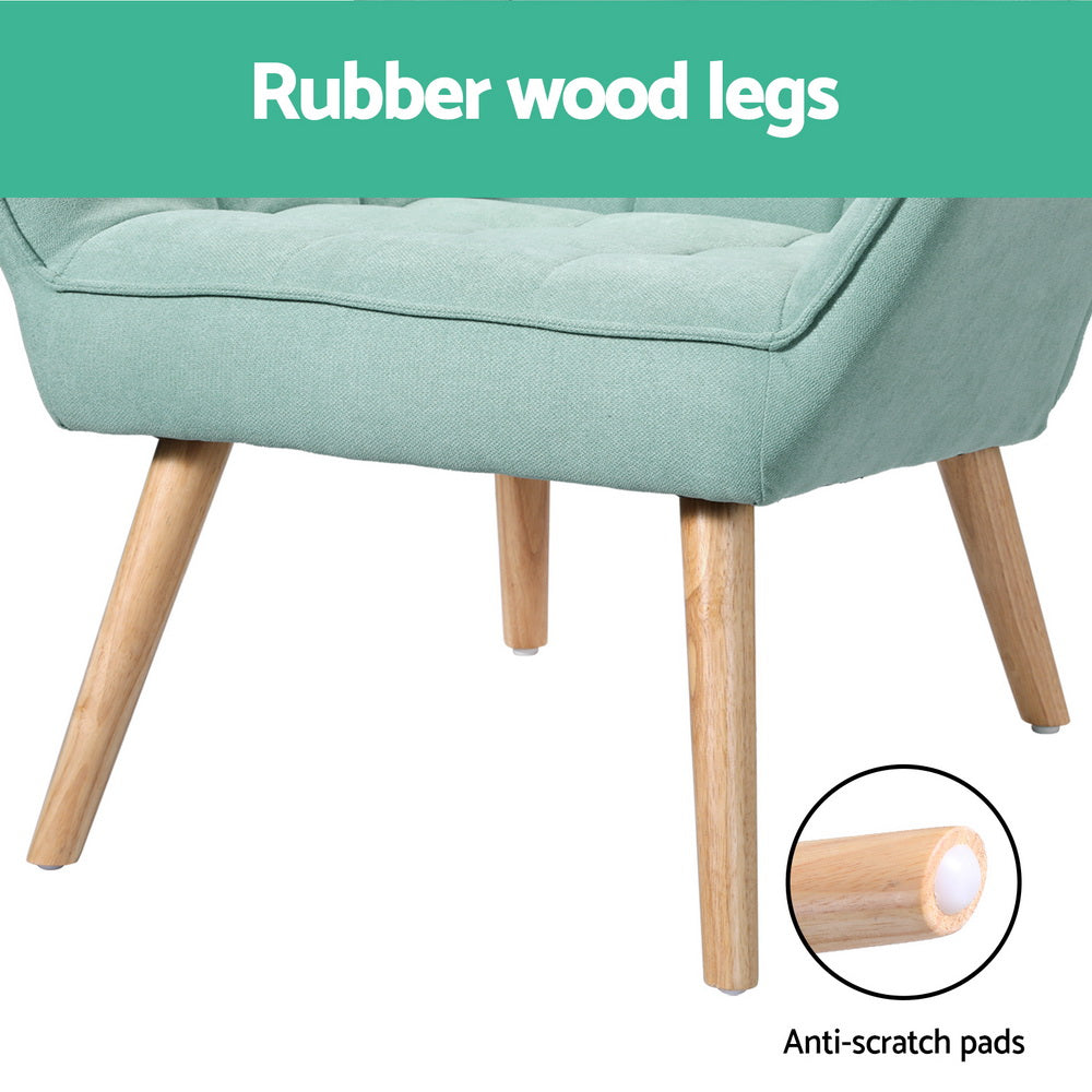 Armchair | Lounge Chair | Accent Chairs | Sofa | Linen Fabric | Cushion Seat | Blue