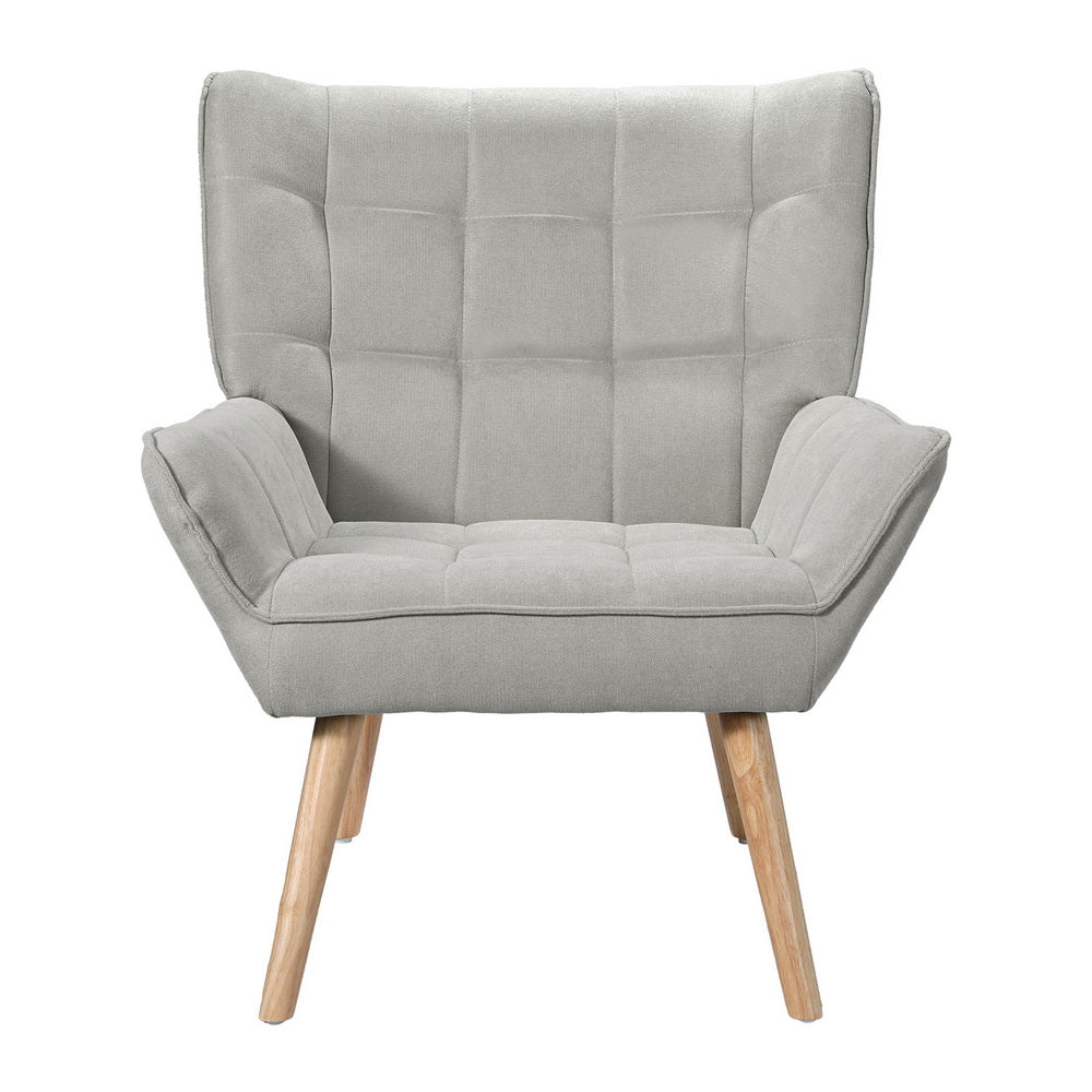 Armchair | Lounge Chair | Accent Chairs | Sofa | Linen Fabric | Cushion Seat | Grey